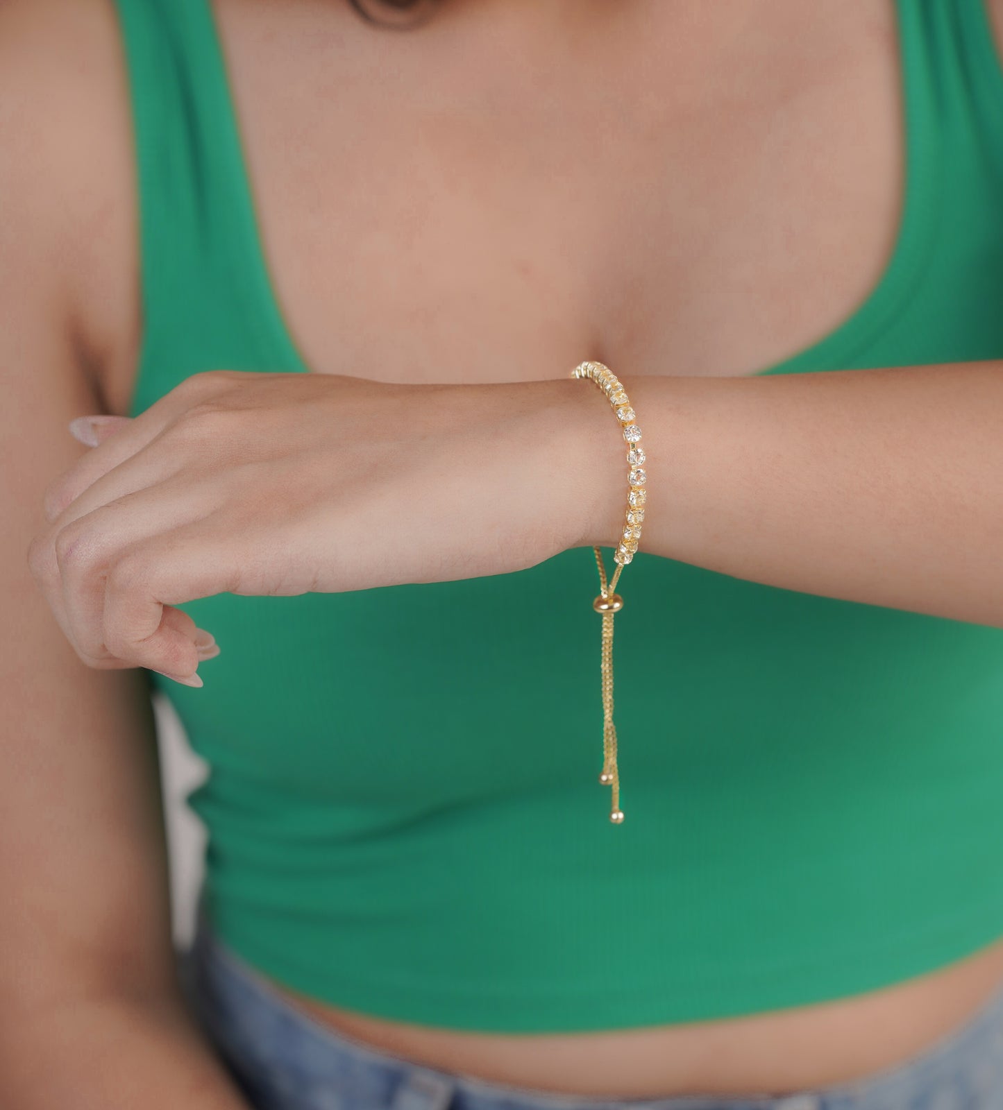 Side view of gold and silver zircon bracelet for women – Luxteno Sri Lanka