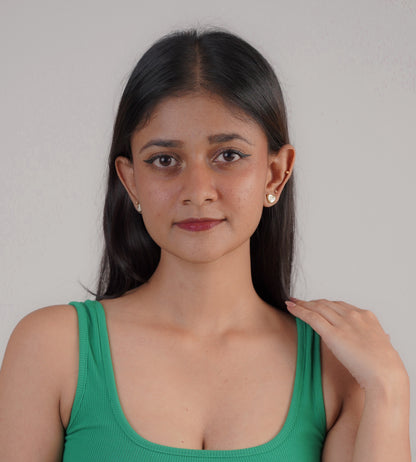 Gold and white heart hoop earrings for women in Sri Lanka luxteno