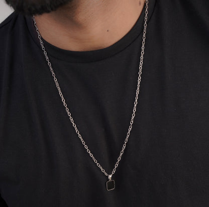 Close-up of black stainless-steel pendant necklace for men – Sri Lanka jewellery