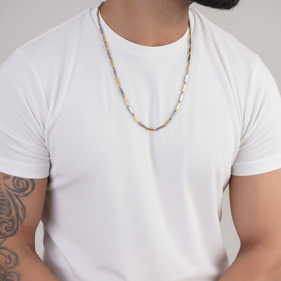 Minimal men's double chain necklace – Luxteno Sri Lanka