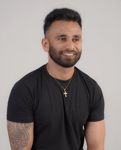 22k gold-plated ruby cross necklace for men – Luxteno Sri Lanka