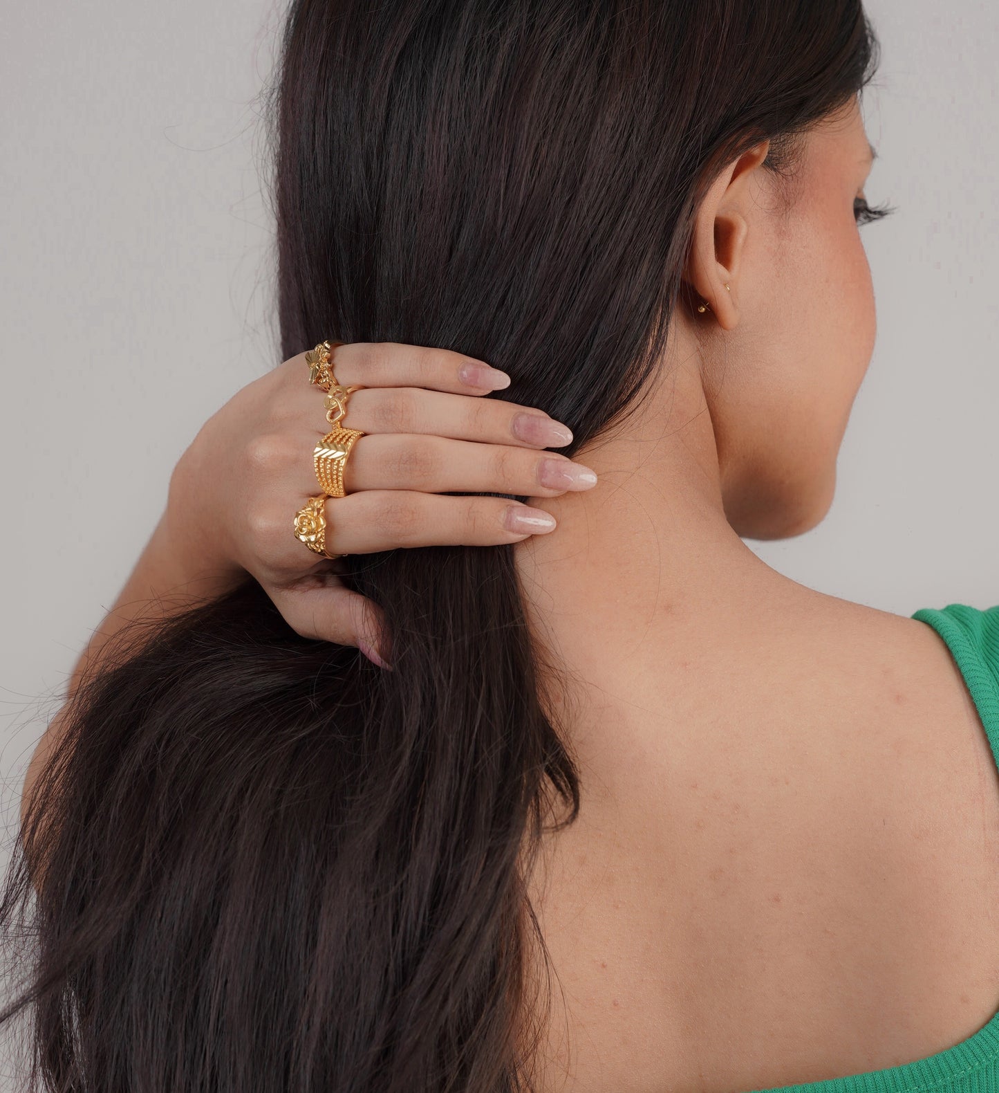 Side view of queen heart stacking rings set – Luxteno Sri Lanka