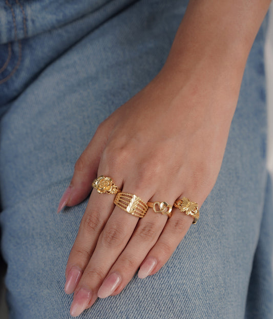  view of queen heart stacking rings set – Luxteno Sri Lanka