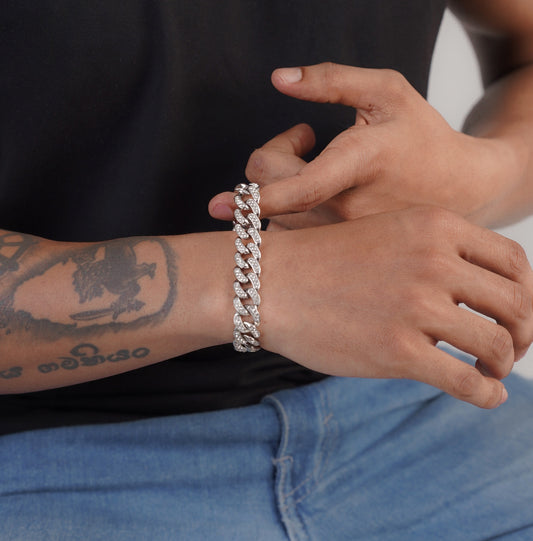 Silver crystal modern bracelet on wrist – Luxteno Sri Lanka